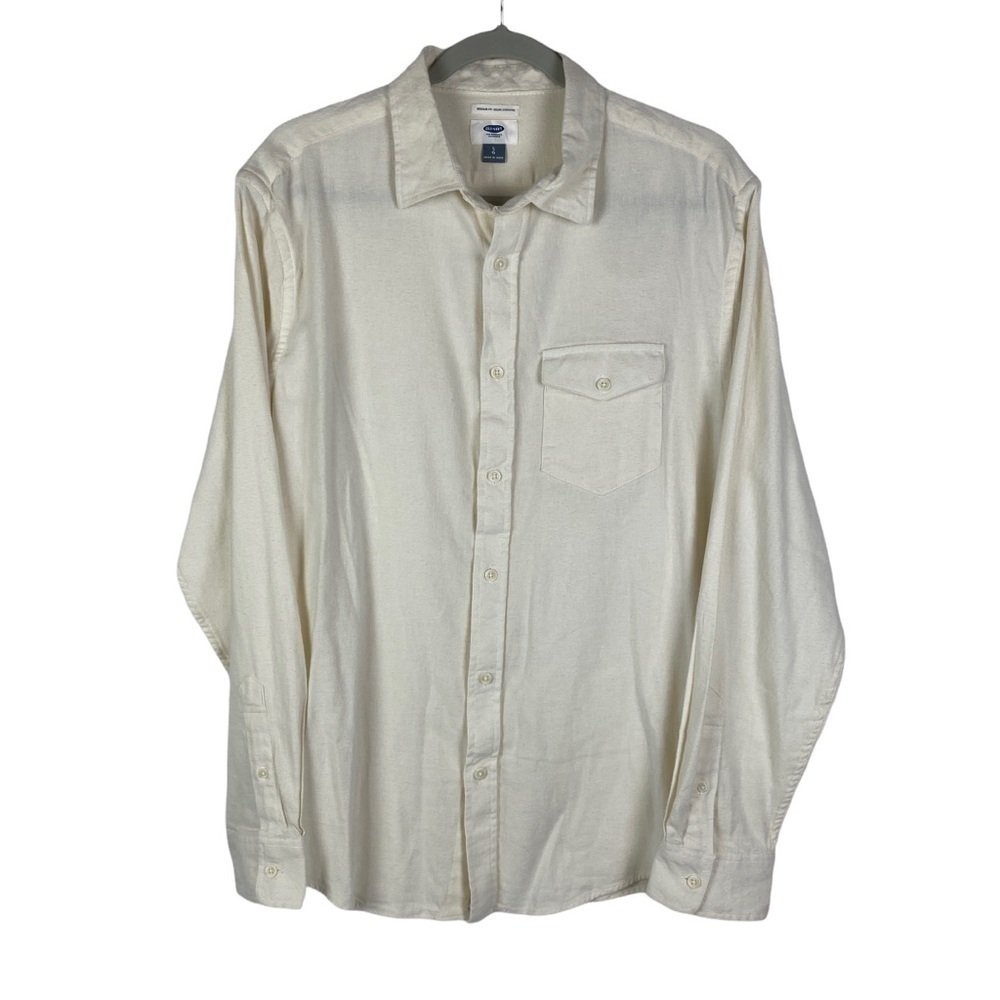 Old Navy White Button Down Shirt Men's Large Built-In Flex NEW